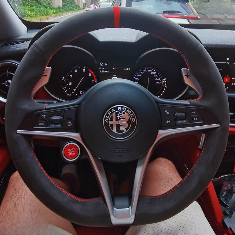 For Alfa Romeo Giulia Stelvio  - đánh giá và giá Car Steering Wheel Cover Anti Slip Breathable